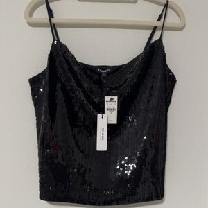 Express Shimmering Black Sequin Camisole
